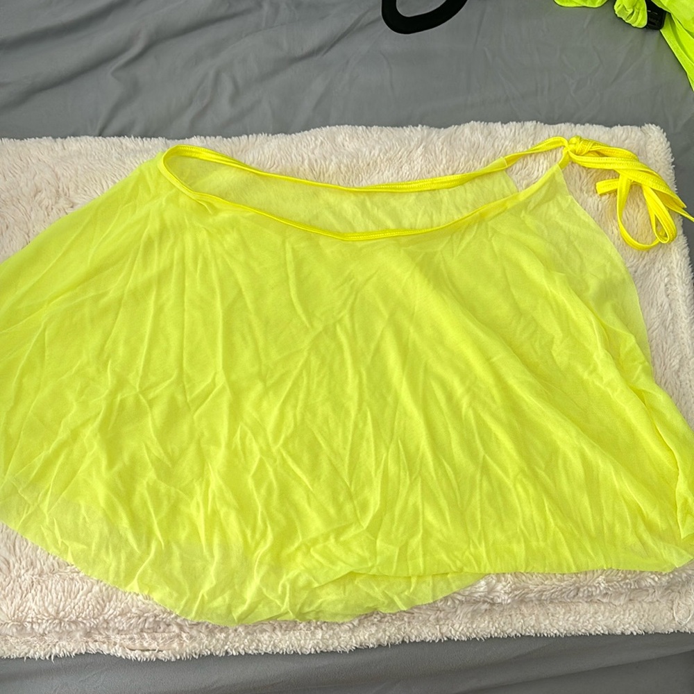 Neon yellow mesh tie skirt rave